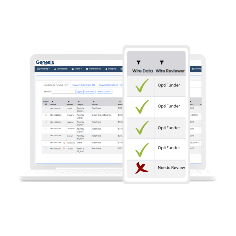 Genesis by OptiFunder WMS Graphics - Wire Checks